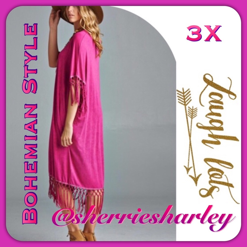 ➕Bohemian Mulberry Dress Fringe Trim FREE SIZE fits 1W-3W EUC - Picture 4 of 4